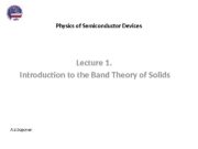 Physics of Semiconductor Devices Lecture 1.  Introduction