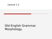 Old English Grammar.  Morphology. Lecture 1. 3