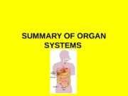 SUMMARY OF ORGAN SYSTEMS  Skeletal  Major