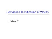 Semantic Classification of Words Lecture 7  SEMANTIC