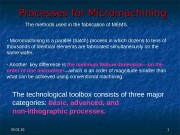 30. 01. 16 11 Processes for Micromachining The